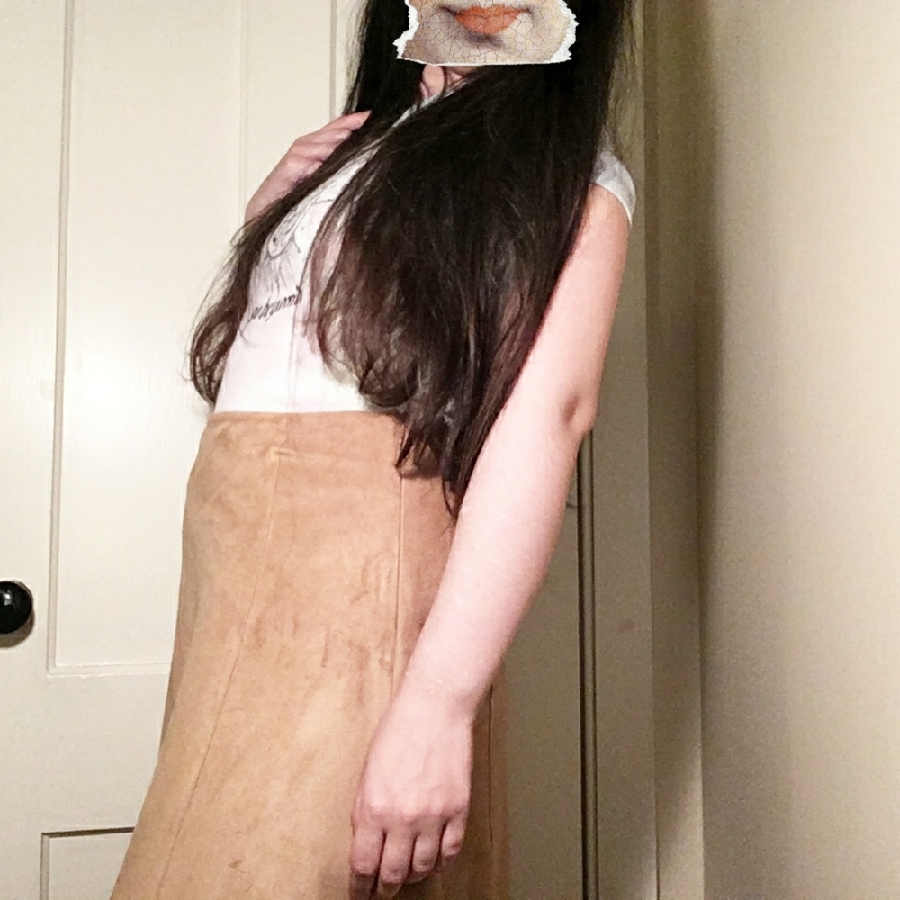 Vanilla sz M Tan Real Suede  Skirt